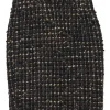 Brown wool-blend bouclé tweed pull-on mini pencil skirt