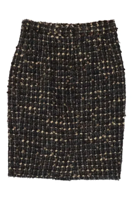 Brown wool-blend bouclé tweed pull-on mini pencil skirt