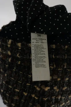 Brown wool-blend bouclé tweed pull-on mini pencil skirt