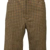 Brown wool-blend houndstooth check tweed pull-on high-rise tailored bermuda