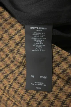 Brown wool-blend houndstooth check tweed pull-on high-rise tailored bermuda