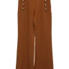 Brown wool-blend sailor-style high-rise wide leg palazzo pants