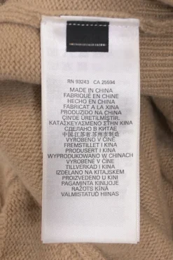 Brown wool-cashmere blend M-argaret turtleneck short sleeve knit top featuring cutout logo motif
