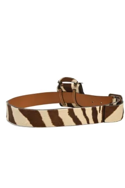 Brown zebra print calf hair belt bag