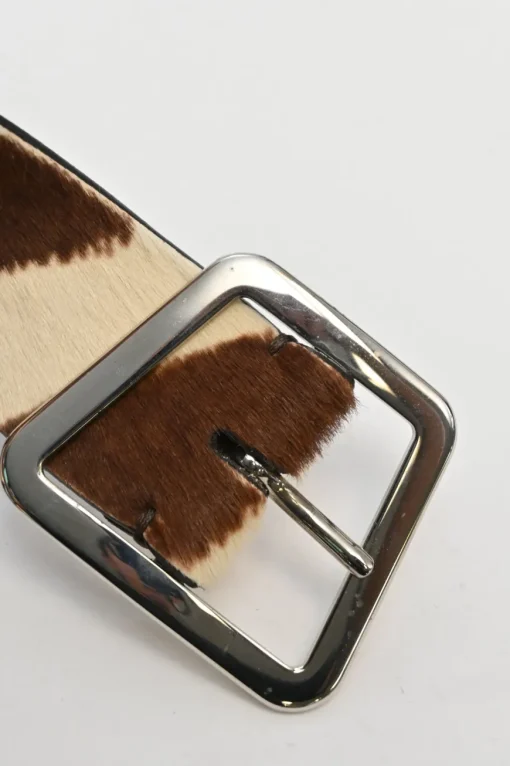 Brown zebra print calf hair belt bag