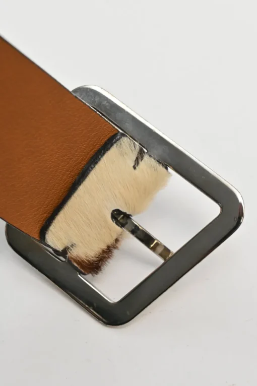 Brown zebra print calf hair belt bag