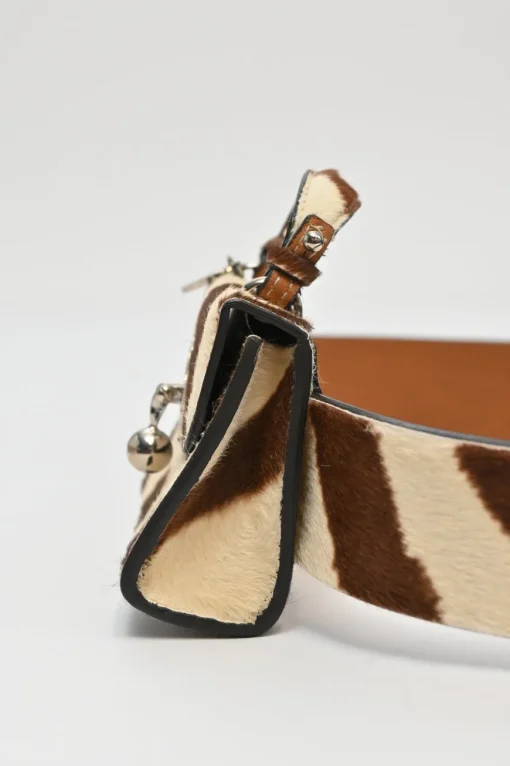 Brown zebra print calf hair belt bag