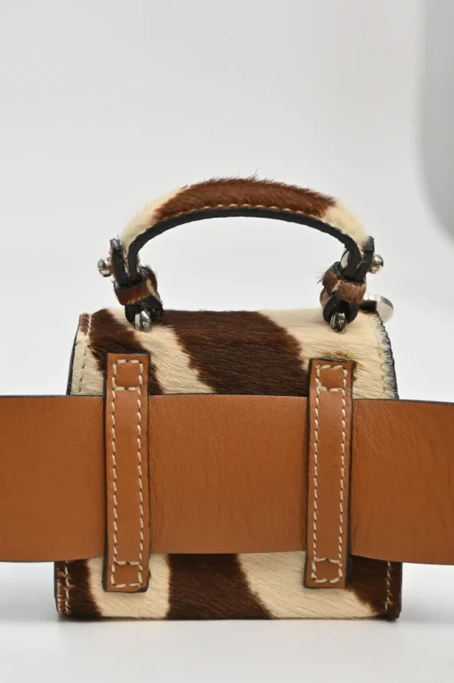 Brown zebra print calf hair belt bag