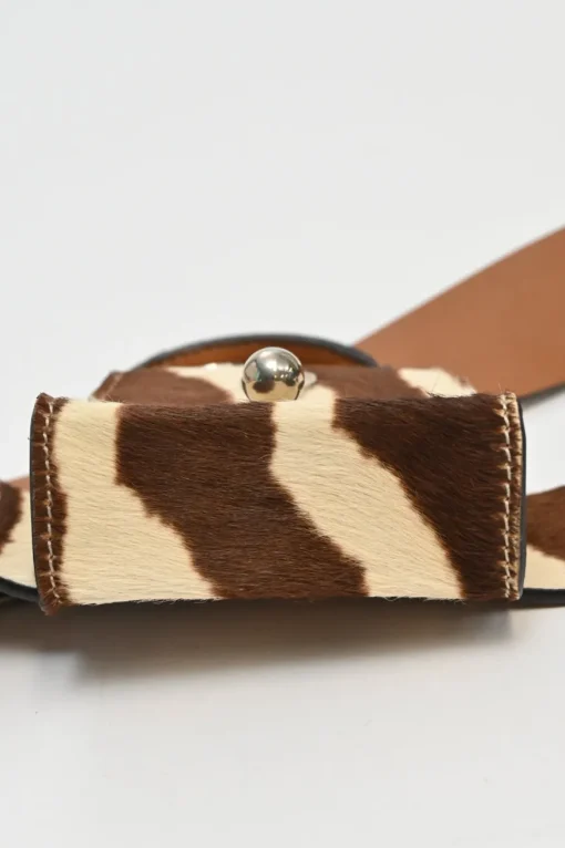 Brown zebra print calf hair belt bag