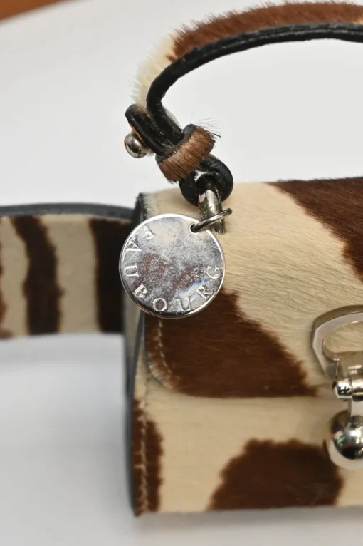 Brown zebra print calf hair belt bag