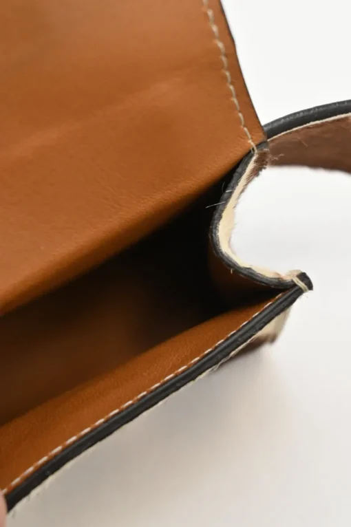 Brown zebra print calf hair belt bag