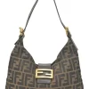 Brown Zucca monogram canvas and leather hobo shoulder bag