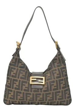 Brown Zucca monogram canvas and leather hobo shoulder bag