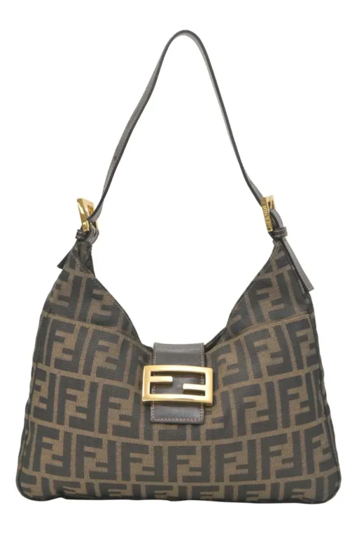Brown Zucca monogram canvas and leather hobo shoulder bag