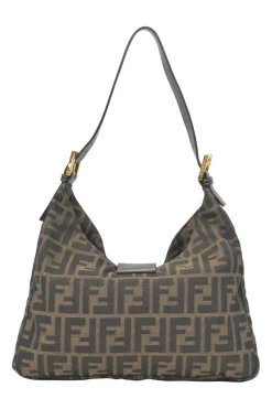 Brown Zucca monogram canvas and leather hobo shoulder bag