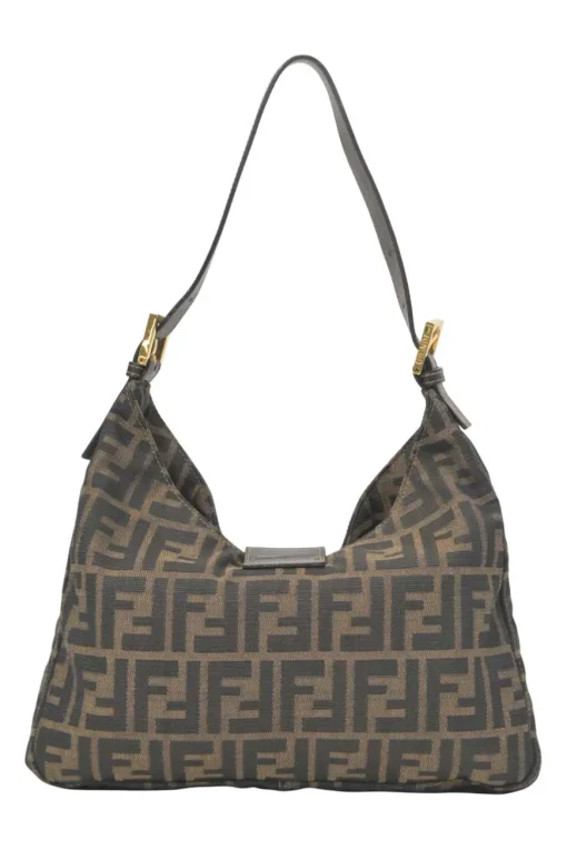 Brown Zucca monogram canvas and leather hobo shoulder bag