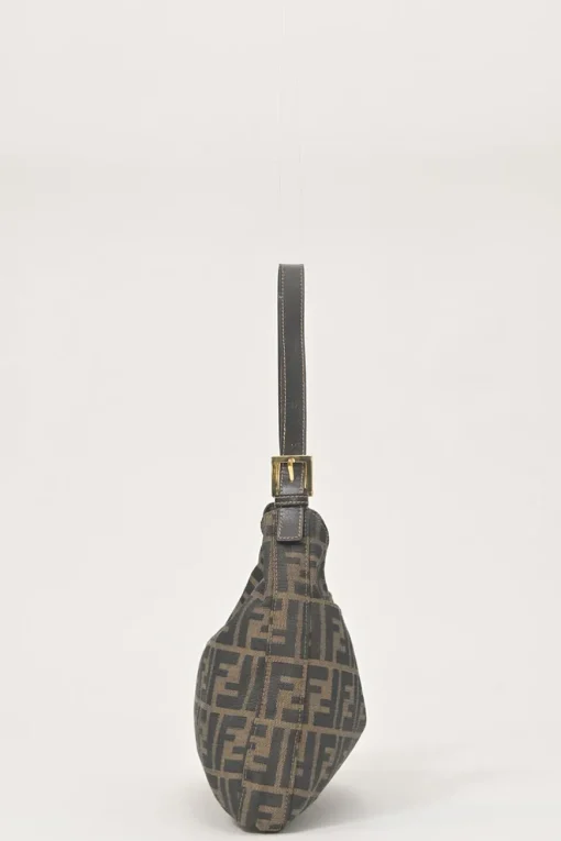 Brown Zucca monogram canvas and leather hobo shoulder bag