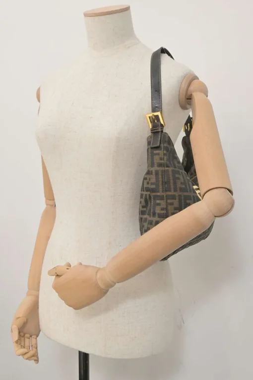 Brown Zucca monogram canvas and leather hobo shoulder bag