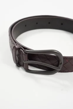 Burgunday Intrecciato Leather Belt