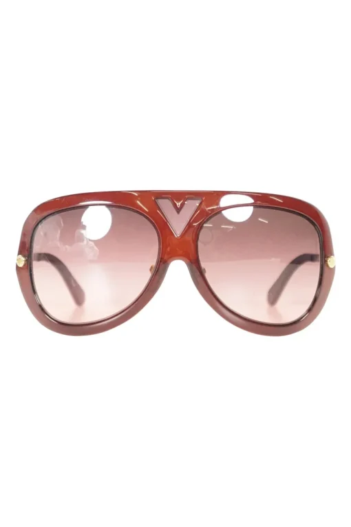 Burgundy acetate aviator sunglasses with monogram temples