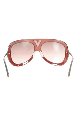Burgundy acetate aviator sunglasses with monogram temples