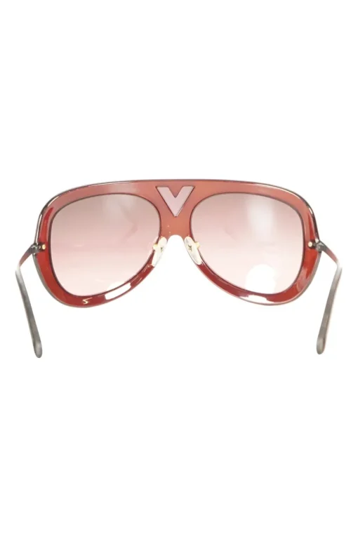 Burgundy acetate aviator sunglasses with monogram temples