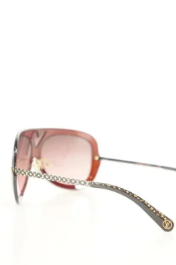 Burgundy acetate aviator sunglasses with monogram temples