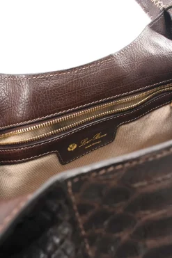 Burgundy Brown Python Skin Hobo Bag with snap closure in front