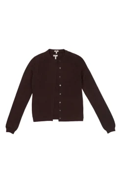 Burgundy cashmere knit top and cardigan twin set