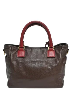 Burgundy grained calfskin Amazona satchel with detachable shoulder strap