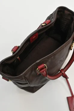 Burgundy grained calfskin Amazona satchel with detachable shoulder strap