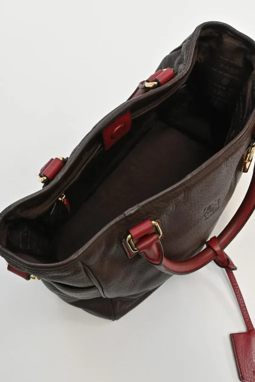 Burgundy grained calfskin Amazona satchel with detachable shoulder strap