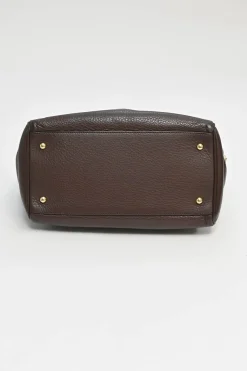 Burgundy grained calfskin Amazona satchel with detachable shoulder strap