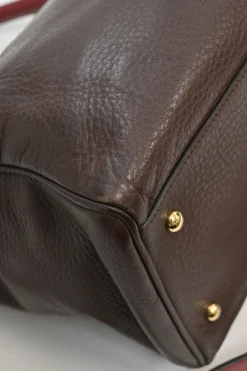 Burgundy grained calfskin Amazona satchel with detachable shoulder strap