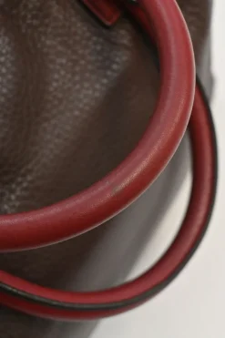Burgundy grained calfskin Amazona satchel with detachable shoulder strap