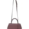 Burgundy grained leather Réjane PM top handle bag with detachable shoulder strap