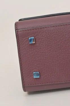 Burgundy grained leather Réjane PM top handle bag with detachable shoulder strap