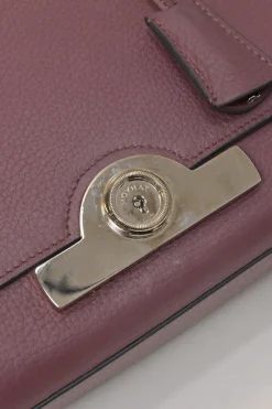 Burgundy grained leather Réjane PM top handle bag with detachable shoulder strap