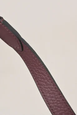 Burgundy grained leather Réjane PM top handle bag with detachable shoulder strap