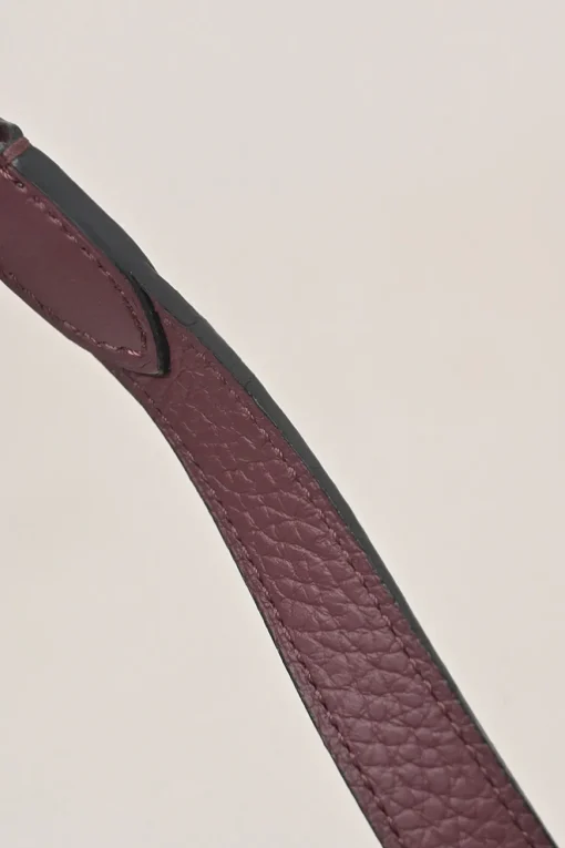 Burgundy grained leather Réjane PM top handle bag with detachable shoulder strap