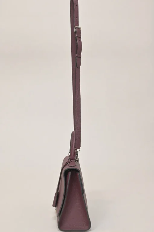 Burgundy grained leather Réjane PM top handle bag with detachable shoulder strap