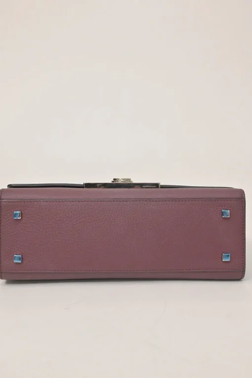 Burgundy grained leather Réjane PM top handle bag with detachable shoulder strap