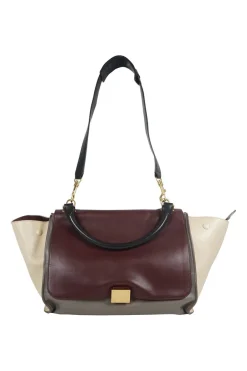 Burgundy, grey and beige 'Trapeze' Bag with strap