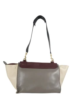 Burgundy, grey and beige 'Trapeze' Bag with strap