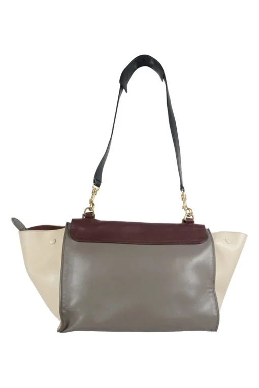 Burgundy, grey and beige 'Trapeze' Bag with strap