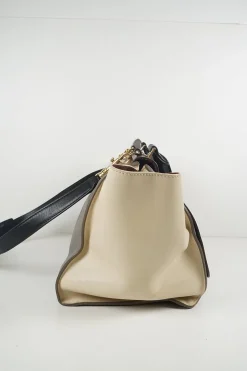 Burgundy, grey and beige 'Trapeze' Bag with strap