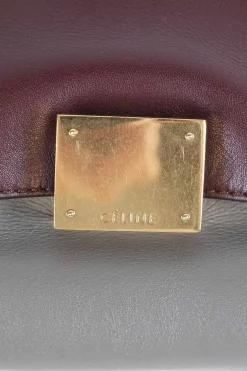 Burgundy, grey and beige 'Trapeze' Bag with strap