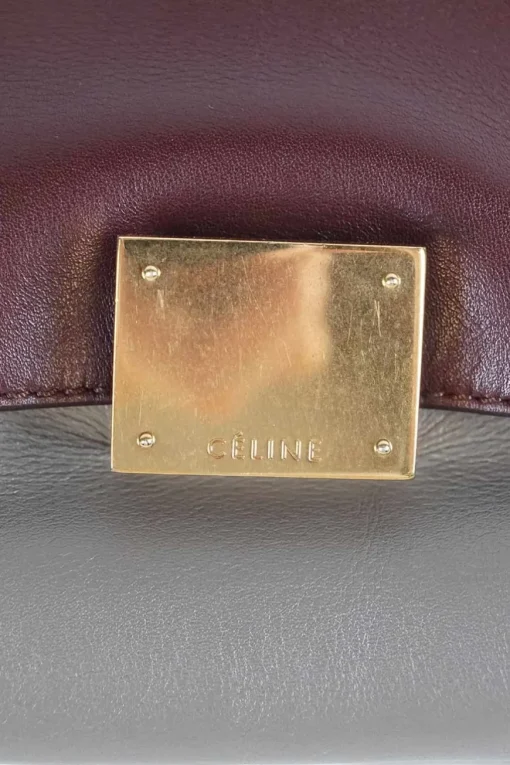 Burgundy, grey and beige 'Trapeze' Bag with strap