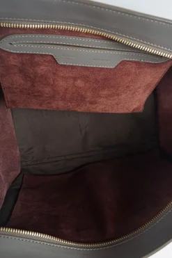 Burgundy, grey and beige 'Trapeze' Bag with strap