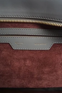 Burgundy, grey and beige 'Trapeze' Bag with strap